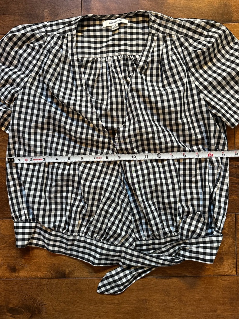 Madewell Black & White Gingham Tie-Front Blouse - Picture 5 of 5
